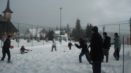By far one of the funnest things we did: played dodgeball in the snow!!! what a workout